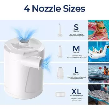 Электрический воздушный насос USB перезаряжаемый быстрозаполняемый воздушный нагнетатель 3 насадки беспроводной воздушный компрессор для воздушного круга для плавания на лодке оранжевый