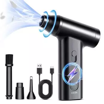 Электрический воздушный пылесос, мини-воздушный пылесос со скоростью 110000 об/мин, мощная альтернатива баллонам со сжатым воздухом, портативный очиститель клавиатуры CVT чёрный
