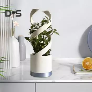 Электрический вращающийся цветочный горшок, настольный цветочный горшок, вращающийся в двойной спирали, для подоконника, журнального столика, балкона, декора белый