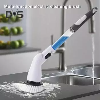 Электрический вращающийся скребок для душа, плитка для ванны, беспроводная щетка для чистки ванной комнаты, 8 насадок, перезаряжаемый скребок для чистки 1 Set