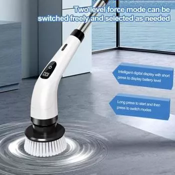 Электрический вращающийся скребок с длинной ручкой, светодиодный дисплей, 2 скорости, беспроводная аккумуляторная щетка для чистки высокой мощности, скребок для пола