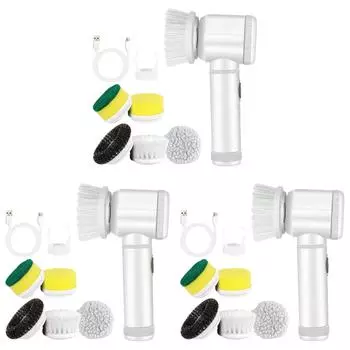Электрический вращающийся скруббер, перезаряжаемая ручная чистящая щетка с 5 насадками