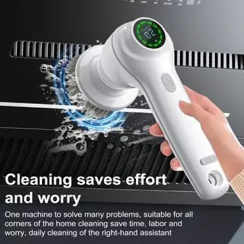 Электрический вращающийся скруббер с 8 сменными щеточными насадками, светодиодным дисплеем, высокопроизводительным беспроводным двигателем