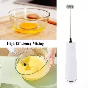 Электрический вспениватель для молока Ручной перезаряжаемый мини-вспениватель для кофе с двойным венчиком Портативный пенообразователь Взбивалка для яиц Миксер для напитков Беспроводной блендер белый