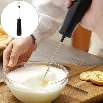 Электрический вспениватель для вспенивания молока Ручной аккумуляторный мини-вспениватель для кофе с двойным венчиком Портативный пенообразователь Взбивалка для яиц Миксер для напитков Беспроводной белый