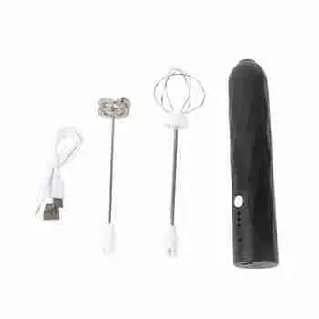 Электрический вспениватель молока из нержавеющей стали, простой в эксплуатации, ручной миксер для приготовления пены для кофе на кухне, черный