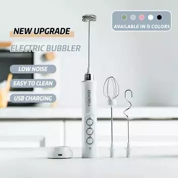 Электрический вспениватель молока, пенообразователь, миксер, кофейный напиток, вспенивающая палочка USB 3 в 1, портативный перезаряжаемый ручной пенообразователь, высокая скорость чёрный