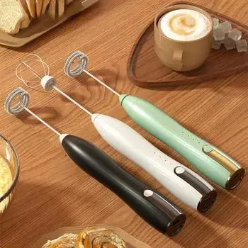 Электрический вспениватель молока, USB перезаряжаемый пенообразователь, миксер, кофе, крем, капучино, палочка для вспенивания напитков, ручной взбиватель яиц, 3 скорости зелёный