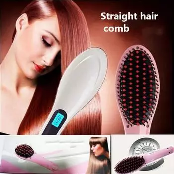 Электрический выпрямитель для волос с ЖК-дисплеем ионной щеткой, автоматический инструмент для укладки волос