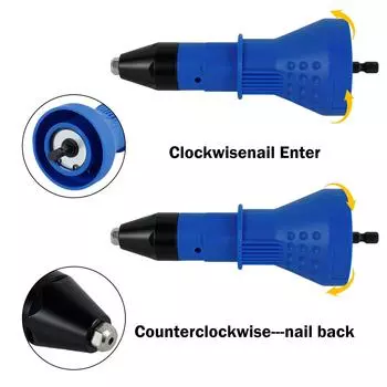 Электрический заклепочный пистолет-адаптер Электрический заклепочный пистолет Беспроводной заклепочный инструмент с низким уровнем шума Конструкция для захвата гвоздей на 360°