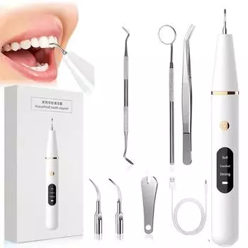 Электрический звуковой инструмент для удаления зубного камня, средство для удаления зубного камня и зубного камня, очиститель для удаления пятен, отбеливание зубов, портативный со светодиодом