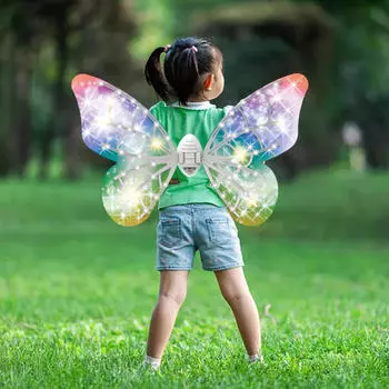 Электрическое крыло феи со светодиодными огнями, движущаяся музыка, костюм для переодевания, музыка для