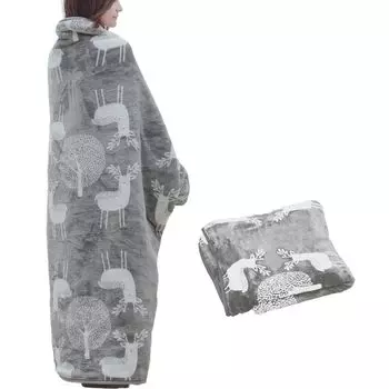 Электрическое носимое плавящееся носимое электрическое curun городское обычное 140 x лосиный узор серое одеяло, одеяло, фланель, одеяло, стиль, размер, 140 см,