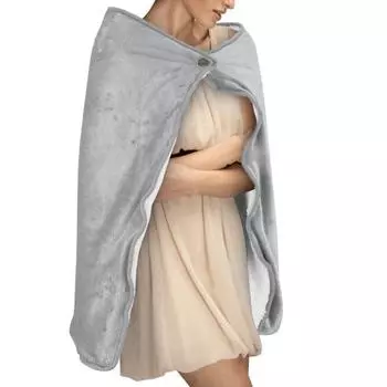 Электрическое одеяло с подогревом 5 В, низковольтная зарядка через USB, быстро нагреваемая теплая шаль, зимняя накидка, застегивающаяся на пуговицы, одеяло серый