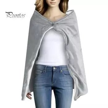 Электрическое одеяло с подогревом 5 В, низковольтная зарядка через USB, быстро нагреваемая теплая шаль, зимняя накидка, застегивающаяся на пуговицы, одеяло серый