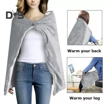 Электрическое одеяло с подогревом 5 В, низковольтная зарядка через USB, быстро нагреваемая теплая шаль, зимняя накидка, застегивающаяся на пуговицы, одеяло серый