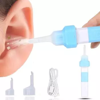Электрическое ухо, высокоэффективное электрическое вакуумное устройство для отсасывания ушной серы, силиконовое, со светом и 2 мягкими ушными вкладышами и USB-кабелем для зарядки One Size