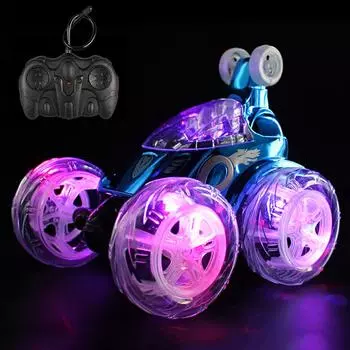 Электрическое управление, радиоуправляемый трюк, танцевальный автомобиль, мигающий свет, игрушка с дистанционным управлением, кувыркающаяся на 360 градусов 14*13.5*13cm синий