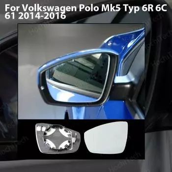Электрическое зеркало заднего вида с подогревом, левое и правое стекло для Volkswagen Polo Mk5 Typ 6R 6C 61 2014-2016 1pcs left white