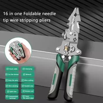 Электрик Инструмент для обжима проводов Стриппер Плоскогубцы Снятие изоляции кабелей Многофункциональные Пресс-клещи Обжим клемм Инструмент для резки сбоку A1