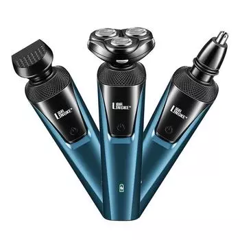 Электробритва 3 в 1 для мужчин, бритва для лица, перезаряжаемые бритвы для бритья, электрическая беспроводная мужская электробритва, водонепроницаемая, влажная, сухая синий