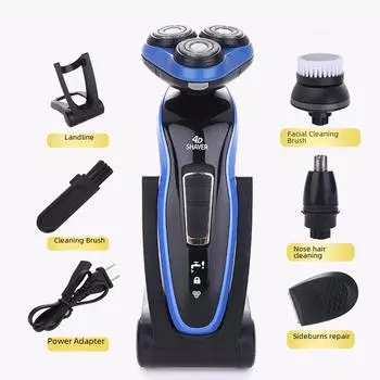 Электробритва 4D с тремя лезвиями для мужчин, моющаяся плавающая сетка из шпона