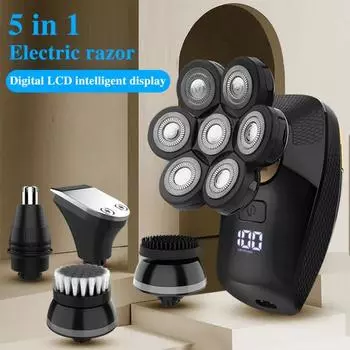 Электробритва 7 головок цифровой дисплей USB перезаряжаемая водонепроницаемая бритва для бороды A