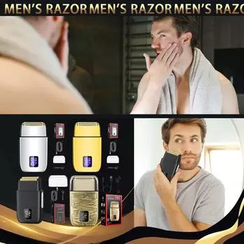 Электробритва, электробритва для мужчин, улучшенная сеточная бритва с 3 скоростями, двойной плавающий водонепроницаемый IPX7 светодиодный дисплей для влажного/сухого бритья, зарядка через USB One Size чёрный