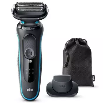 Электробритва Braun Series 5 51-M1200s-V, триммер Kiwazori, водонепроницаемый, аккумуляторный, с сетчатым лезвием Deep Catch, цвет мятный