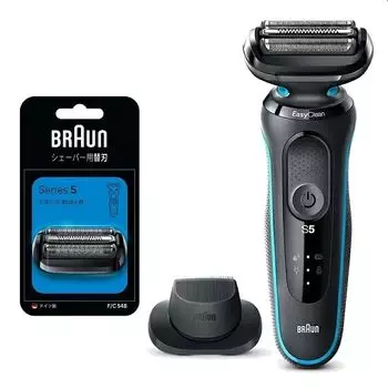 Электробритва Braun Series 5, сменный комплект лезвий, электрическая бритва, водонепроницаемая конструкция, перезаряжаемая, беспроводная, с глубоким сетчатым лезвием 51-M1200s и F/C54B чёрный