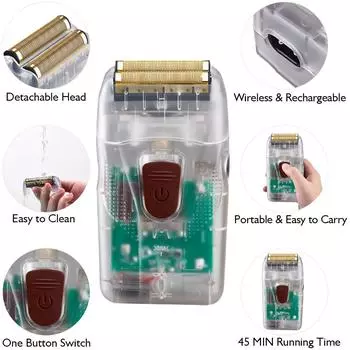 Электробритва для мужчин Pro, литий-титановая бритва с фольгой, бритва для лысины, триммер для бороды, машинки для стрижки волос, перезаряжаемая от USB
