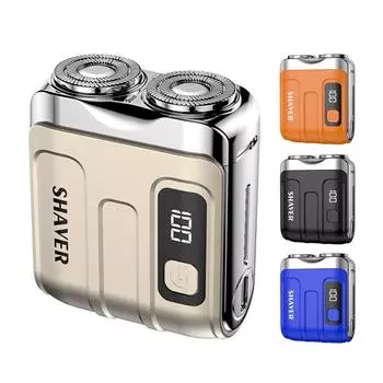 Электробритва для мужчин с двойным плавающим магнитным лезвием, портативный нож для бороды, перезаряжаемая мини-роторная электробритва золотой