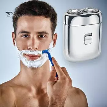 Электробритва карманного размера, острое лезвие, низкий уровень шума, сильная мощность, моющаяся, глубокое бритье, интерфейс Type-C, двойная головка, мужская бритва для бороды, использование в командировке серебряный