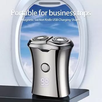 Электробритва, перезаряжаемая, для ухода за волосами, 600 мАч, прочная, влажная и сухая, роторная электробритва, для путешествий чёрный