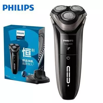 Электробритва Philips Series 3000 Роторная бритва для волос с прецизионным безопасным триммером Моющаяся перезаряжаемая бритва Philips
