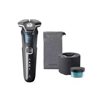 Электробритва PHILIPS серии 5000, металлик, бирюзовый, синяя, для сухого бритья S5889/60 [для влажного бритья (Вращающийся/перезаряжаемый)]