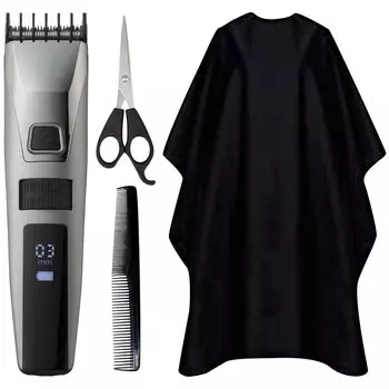 Электробритва Rozenstar для волос IPX5, перезаряжаемая, переменного тока, 8 уровней высоты стрижки, цифровой дисплей, ножницы-гребни AZ531WBCO9483 [набор продуктов] Машинка для стрижки, серебряный