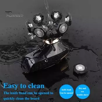 Электробритва с 7 головками, цифровой дисплей, USB-зарядка, водонепроницаемая бритва, триммер для бороды, носа, лица, щетка для чистки, инструмент для удаления волос A