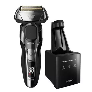 Электробритва серии Izumi с 4 лезвиями возвратно-поступательного типа, произведена в Японии, полностью моющаяся, звуковой привод, серебряные чистящие средства, 1 коробка, высококачественные (3 СКЛ-083 серебряный