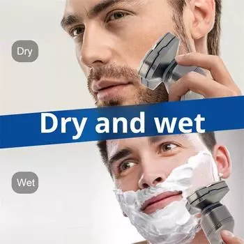 Электробритва со светодиодным цифровым дисплеем, плавающая бритва с тремя головками, USB-моющийся перезаряжаемый нож для влажной и сухой стирки, нож для бороды фиолетовый