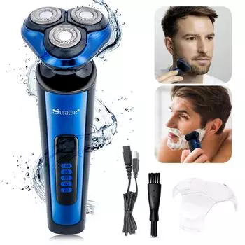 Электробритва SURKER для мужчин, бритва для хлеба, сухая, влажная, водонепроницаемая, перезаряжаемая бритва