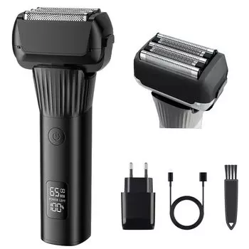 Электробритва Tokyo Deco с 5 лезвиями, перезаряжаемая, острая бритва, моющееся черное лезвие, триммер для бороды, также можно использовать с перезаряжаемым источником переменного тока, водонепроницаемость IPX5 чёрный