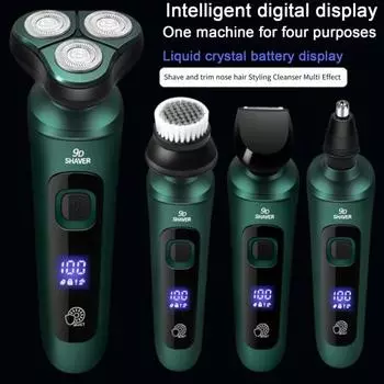 Электробритва Yousheng для мужчин, светодиодный дисплей, 3 головки, USB-перезаряжаемая дорожная роторная бритва, беспроводной триммер для удаления волос и бороды, подарок отцу и парню
