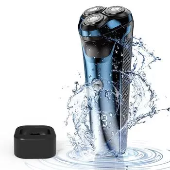 Электробритвы для мужчин Водонепроницаемая электробритва для мужчин Беспроводные аккумуляторные 3D роторные бритвы чёрный