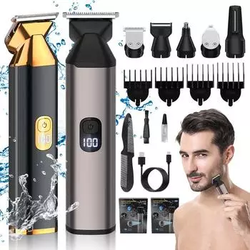 Электробритвы и триммеры, водонепроницаемые, IPX6, USB, беспроводная машинка для стрижки волос, инструменты для парикмахерских, триммер для волос, бритва для бороды, мужской набор для ухода за телом USB золотой