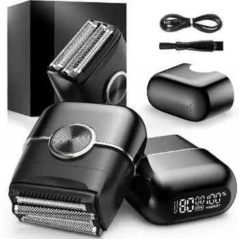 Электробритвы с фольгой для мужчин с 4 плавающими лезвиями и большим светодиодным дисплеем, 2 регулируемые скорости, водонепроницаемость IPX7 для влажного/сухого бритья, USB Type C