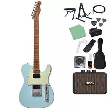 Электрогитара Bacchus для начинающих, набор перезаряжаемых мини-телекастеров, гриф из обожженного клена, Bacchus BTE-3-RSM/M, 14 предметов [включает усилитель] PTL-SOB