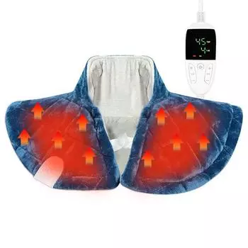 Электрогрелка для шеи и плеч, 19x24 дюйма, фланель весом 2,5 фунта, 6-ступенчатая регулировка температуры, 4-скоростной таймер, подходит для спины, талии, синий