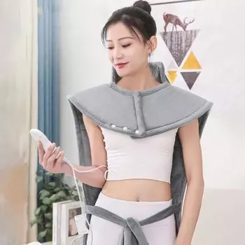 Электрогрелка, мгновенный подогрев, для шеи, плеч, спины, облегчение боли, утяжеленная электрическая грелка с проводным пультом дистанционного управления для мужчин, женщин, мам, пап серый