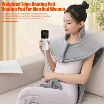 Электрогрелка, мгновенный подогрев, для шеи, плеч, спины, облегчение боли, утяжеленная электрическая грелка с проводным пультом дистанционного управления для мужчин, женщин, мам, пап серый